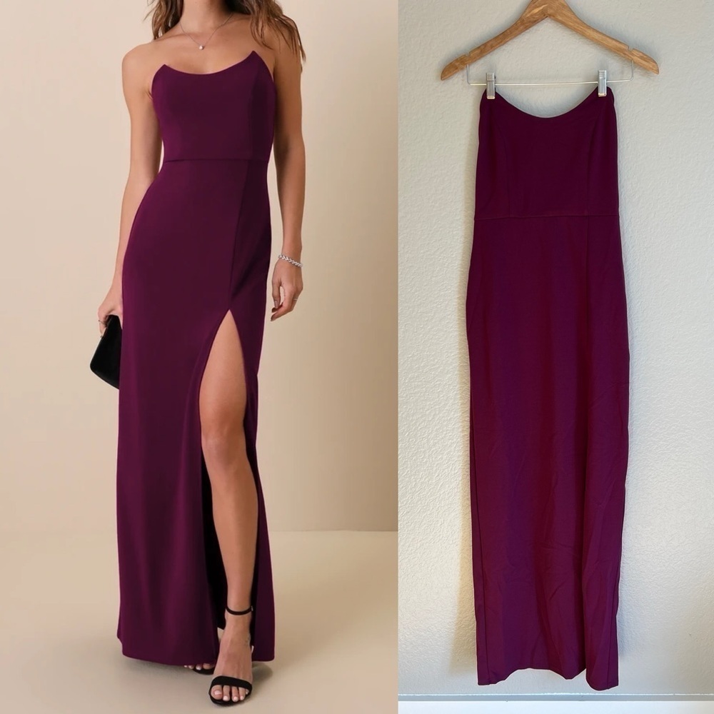 NWOT Lulus Sensational Beauty Plum Purple Strapless Maxi Dress